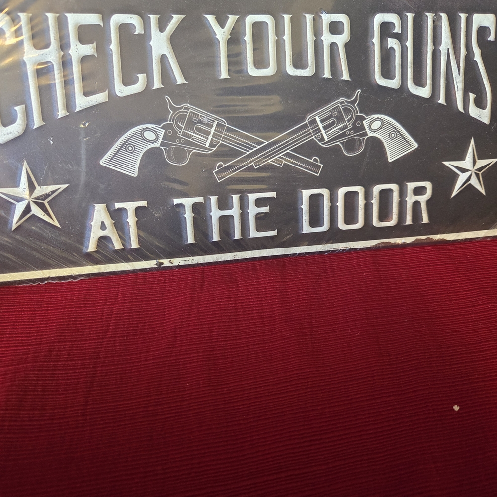 Open Road Brands Black and White Check Your Guns Sign
